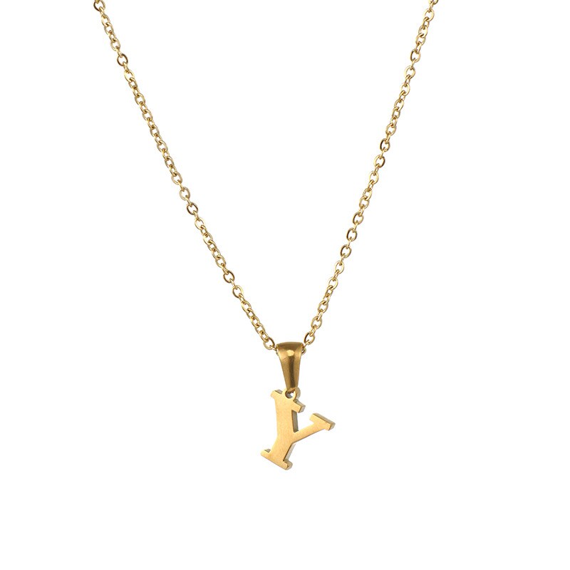 Gold color / 1 Piece Simple Series Simple Letter Y Stainless Steel 18K Gold Plated Women's Pendant Necklaces Picture25